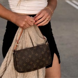 AUTHENTIC LOUIS VUITTON Pochette Accessoires Hand Bag Monogram Leather